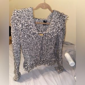 Ruffle Fuzzy Sweater Cardigan